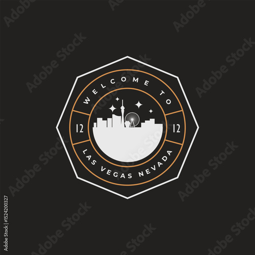 Fun vector retro design of Las Vegas city silhouette suitable for stickers or prints	
