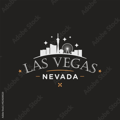 Fun vector retro design of Las Vegas city silhouette suitable for stickers or prints	
