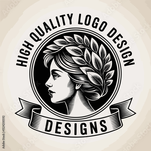 Vintage Logo Female Profile Design