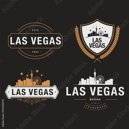 Fun vector retro design of Las Vegas city silhouette suitable for stickers or prints	
