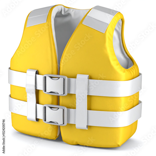 3D Render of a Yellow Life Jacket with White Straps - Safety Equipment for Water Activities
