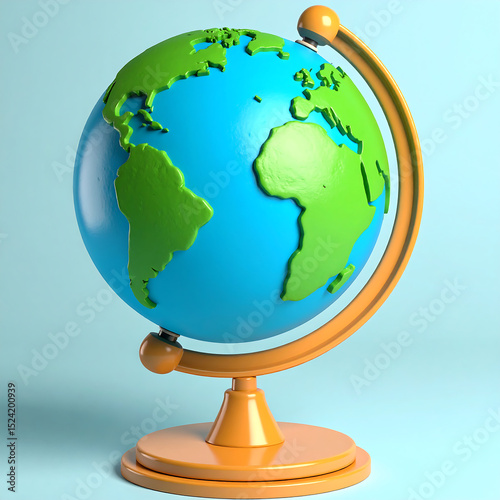 Vibrant 3D Render of a Colorful Desk Globe A Symbol of Global Exploration and Education
