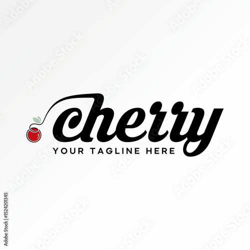 Logo design graphic concept creative premium vector stock image top sell text word Cherry font fruit organic fresh juicy harvest botanical berry sweet