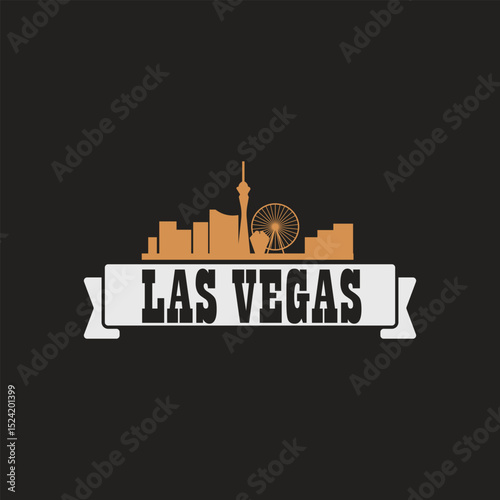 Fun vector retro design of Las Vegas city silhouette suitable for stickers or prints	
