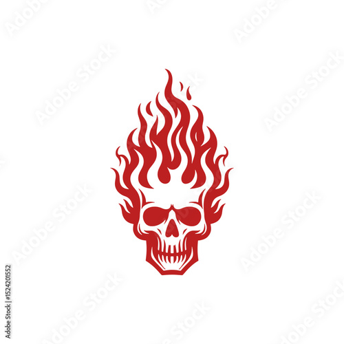 vector illustration of a fire skull logo design