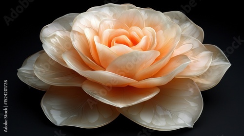 Close-up of a flower revealing delicate petals against dark backdrop