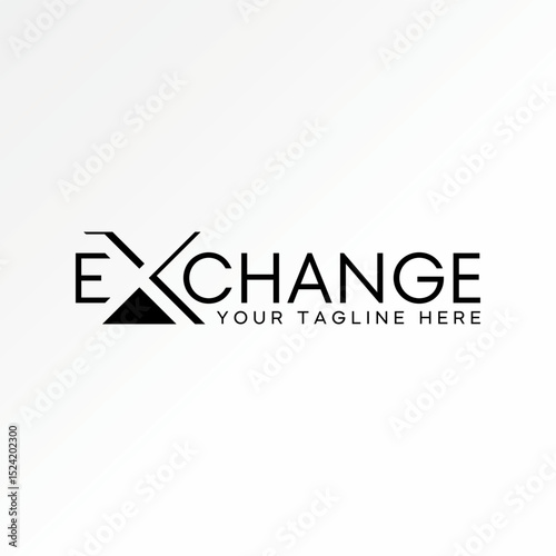 Logo design graphic concept creative premium vector stock image top sell text word Exchange font negative space 3D shadow banking funding profit trade