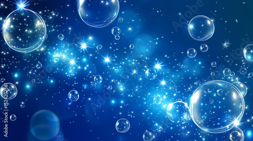 Wallpaper Mural A blue background with many bubbles of different sizes. The bubbles are scattered throughout the image, with some larger and some smaller. Scene is playful and whimsical Torontodigital.ca