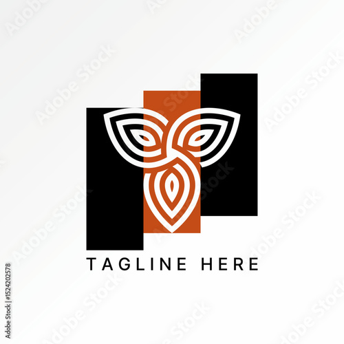 Logo design graphic concept creative premium vector stock image top sell three twist leaves line art out ornament pattern exotic to decor carpet plant