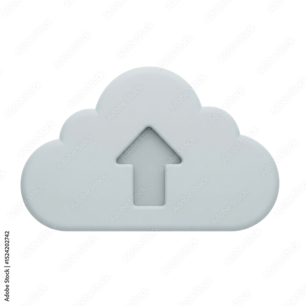 3D cloud upload icon with arrow 3D cloud upload icon with arrow