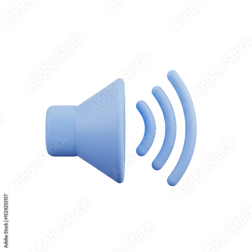 3D sound volume icon with audio waves