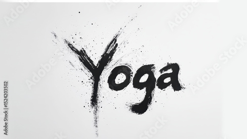 Minimalist sumi-e brushstroke calligraphy art featuring the word 