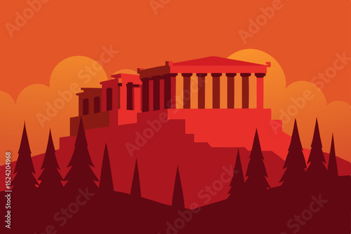 vector illustration of a city in autumn
