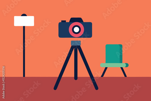 retro camera on tripod