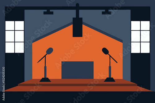 illustration of a house with a flag