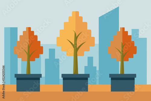 autumn tree in a pot