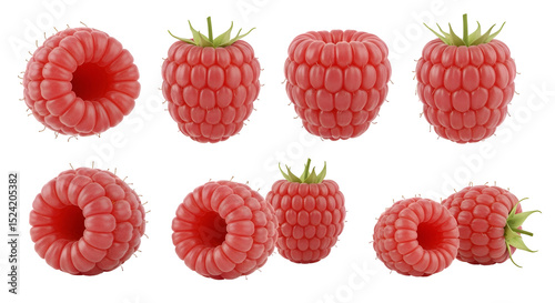 Raspberries: Juicy Red Berries on Transparent Background