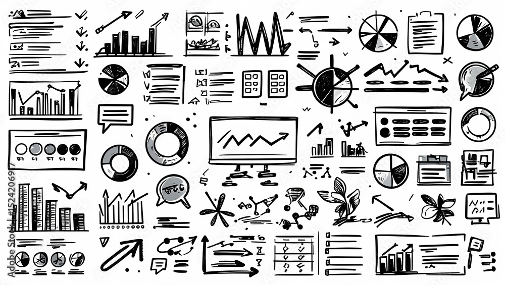 Naklejka premium Flat Vector Art: Hand-Drawn Infographic Elements for Presentations