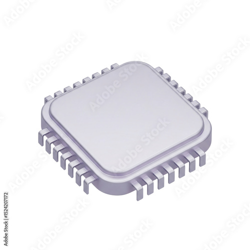 3D microchip icon for tech and electronics