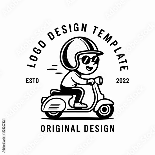 Vintage Scooter Rider Logo Design