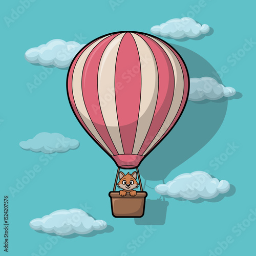 Hot Air Balloon with Dog in Sky