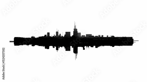 Industrial Greeble Sci Fi Silhouette Design Dark Futuristic Tech Graphic Cool Black Shape Abstract Cyberpunk Illustration Unique Space Age Element Art
