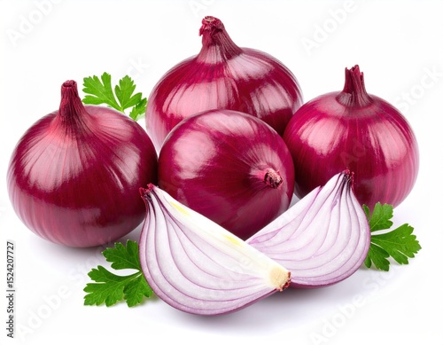 Fototapeta Naklejka Na Ścianę i Meble -  The Beauty of Fresh Red Onion and Slices