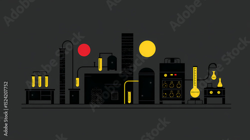 Dark 18th Century Chemical Laboratory Black Color Scheme Alchemy Science Historical Setting Mysterious Ambiance Experimentation Vintage Era Research Discovery Exploration
