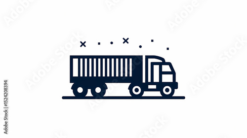 Ro Ro Cargo and Pallet Freight Icon Simple Line Art Logistics Shipping Symbol Transportation Vector Graphic Commerce Supply Chain Element
