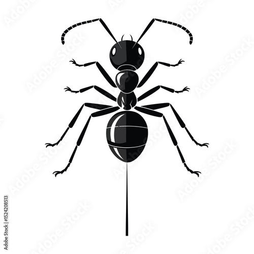 Black Ant Silhouette – Minimalist Vector Illustration

