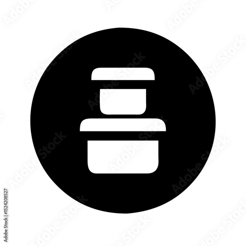 Stackable food containers icon black and white graphic