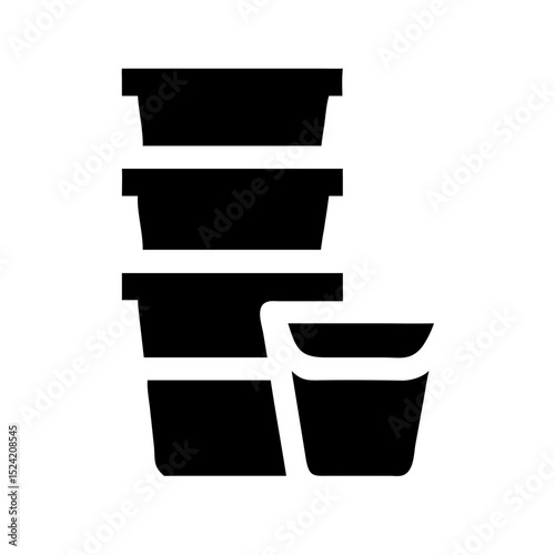 Stacked plastic food containers icon illustration