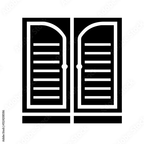 Double arched panel door with horizontal slats icon graphic