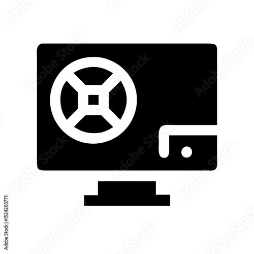 Black and white icon of a computer power supply unit