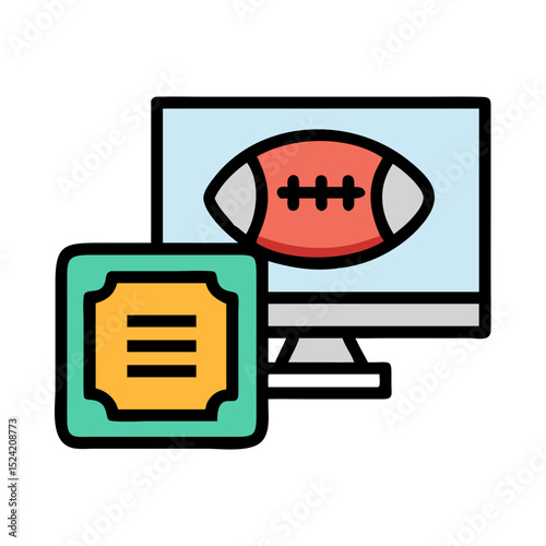 American football game online ticket and certificate icon illustration