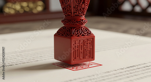 Red Chinese Seal on Document