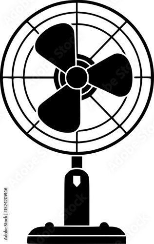 electric stand fan black and white silhouette,propeller wind circle electric stand fan silhouette
