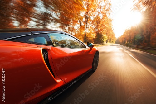 Wallpaper Mural Red Sports Car Driving Through Autumn Foliage A Scenic Drive Torontodigital.ca