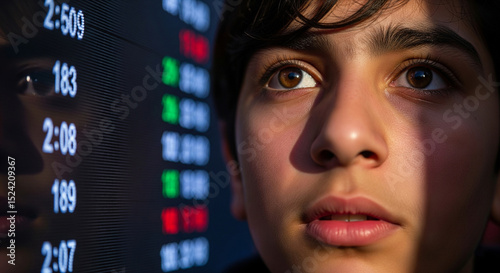 Young Woman Watching Stock Market