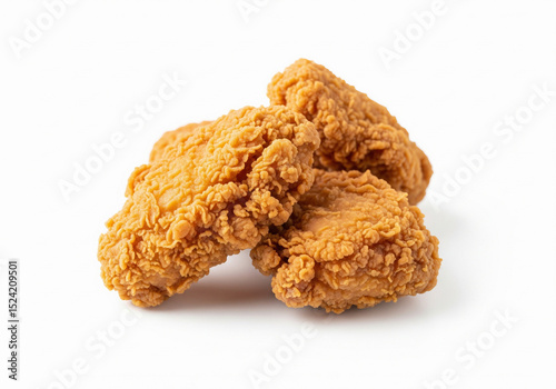 Two pieces of crispy fried chicken isolated on a white background