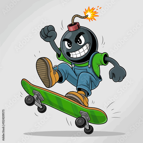 Skateboarding Bomb Mascot