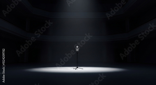 Empty Recording Studio with Microphone
