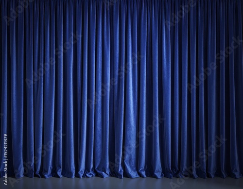 Blue Curtain: A Luxurious blue curtain is arranged and draped, enhancing the background texture 