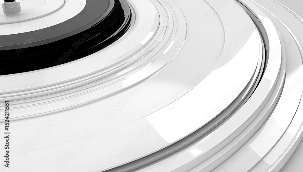 Obraz premium Abstract concentric circles in white and black. Circular layers create depth and a sense of motion