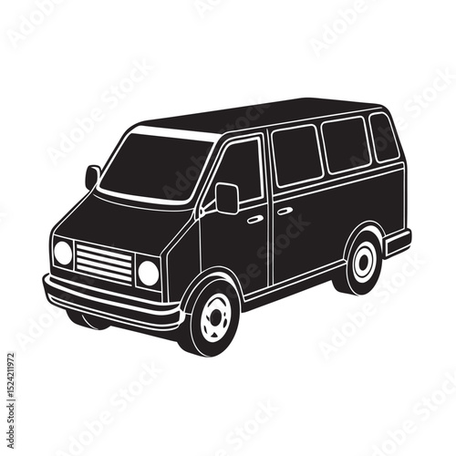 vector-of-silhouette-of-cargo-van-on-the-white-bac.eps
