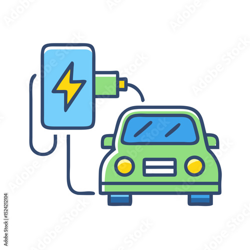 Electric car charging at power station

