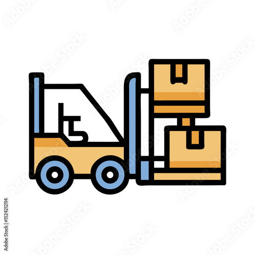 Forklift carrying a stacked pallet
