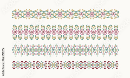 Colorful Ethnic Border Set – Seamless Decorative Vector Ornaments