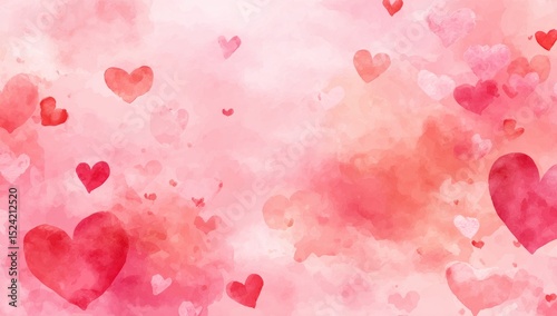 Romantic Watercolor Hearts Background Perfect for Valentine's Day or Love-themed Projects