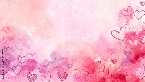 Romantic Watercolor Hearts Background Perfect for Valentine's Day Cards and Love-Themed Designs